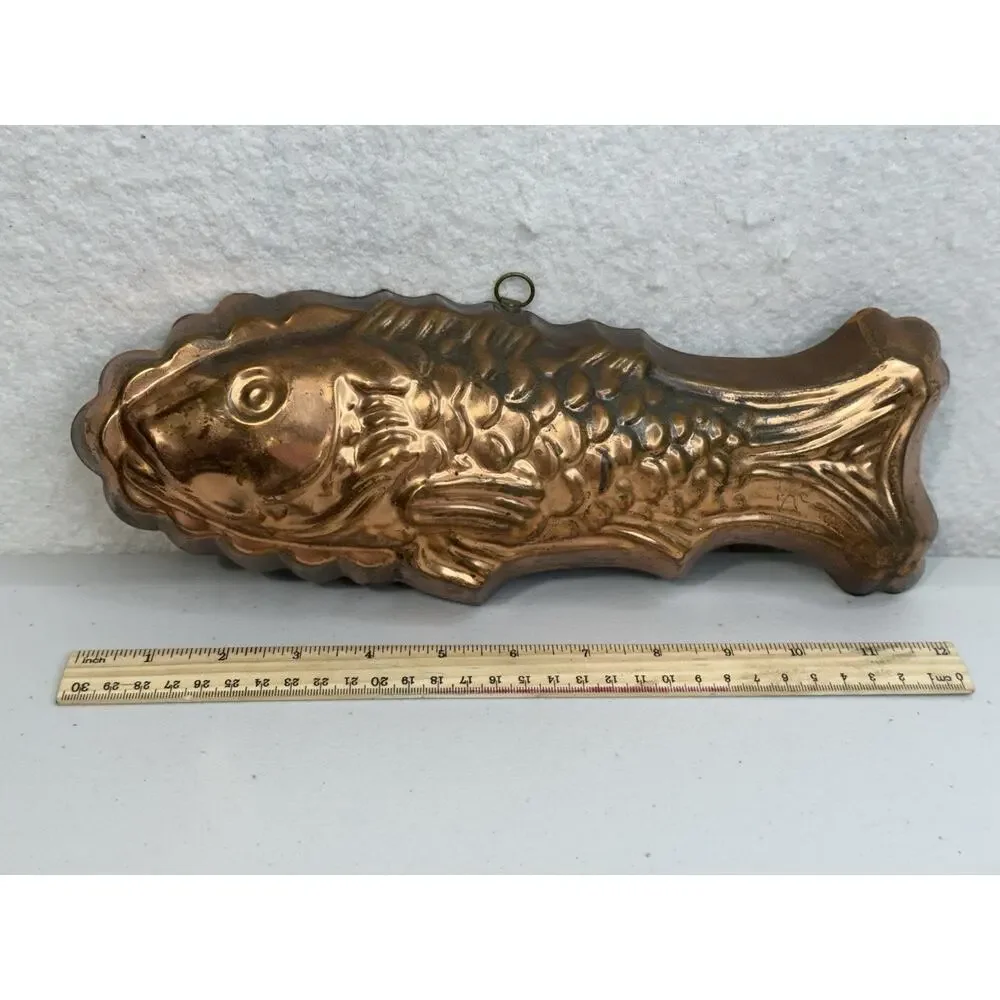 Tagus Portugal Copper Fish Mold VTG Patina 12” x 5